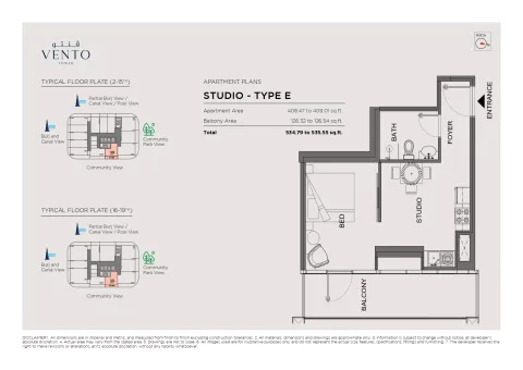 Floor plan, Studio, 535 sq ft