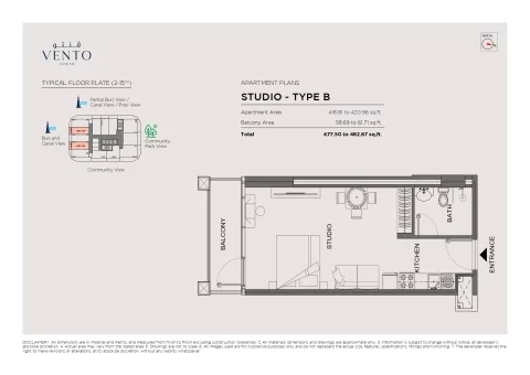 Floor plan, Studio, 482 sq ft