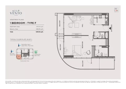 Floor plan, 1 Bed, 1,218 sq ft