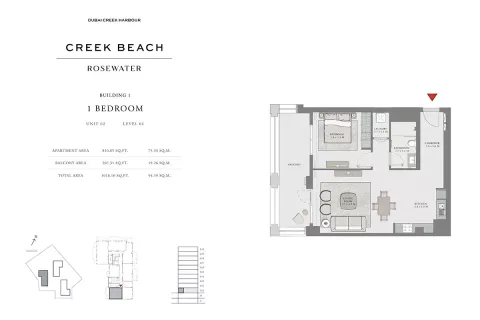 Floor plan, 1 Bed, 1,018 sq ft
