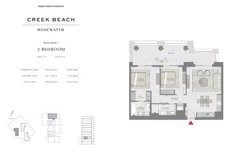 Floor plan, 2 Beds, 1,293 sq ft