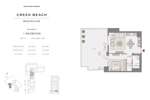 Floor plan, 1 Bed, 1,184 sq ft