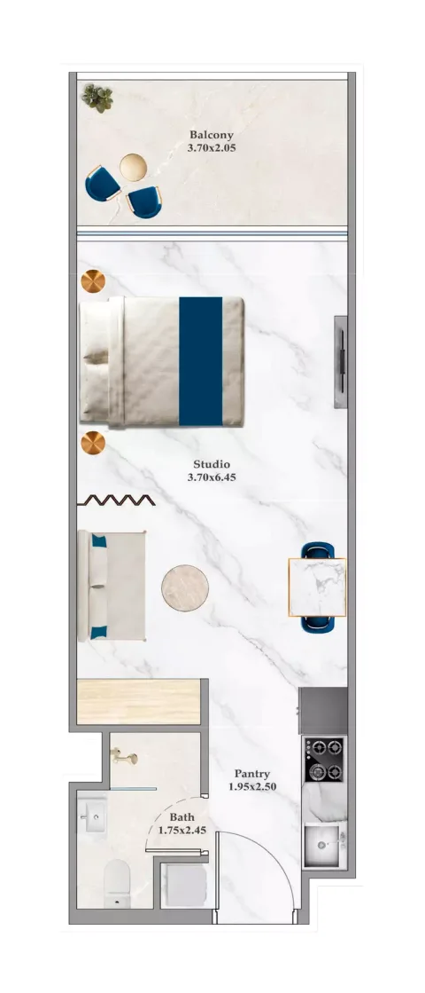 Floor plan, Studio, 427 sq ft