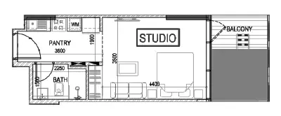 Floor plan, Studio, 420 sq ft