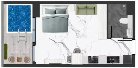 Floor plan, Studio, 419 sq ft