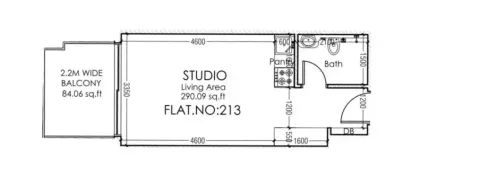Floor plan, Studio, 374 sq ft