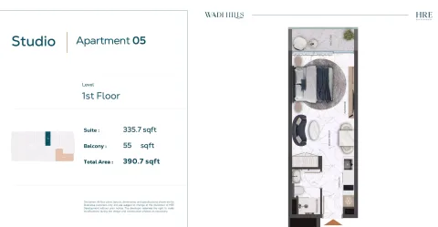 Floor plan, Studio, 390 sq ft