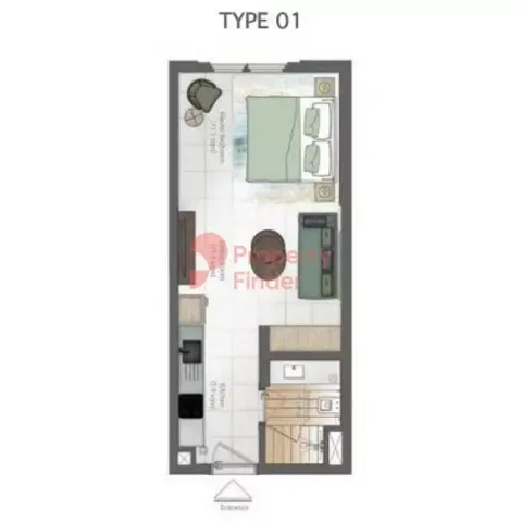 Floor plan, Studio, 394 sq ft
