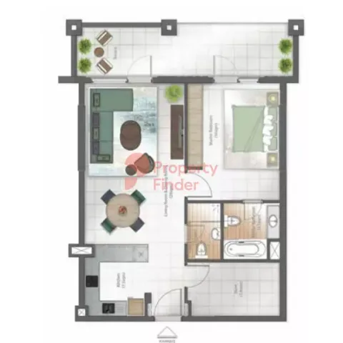 Floor plan, 1 Bed, 360 sq ft