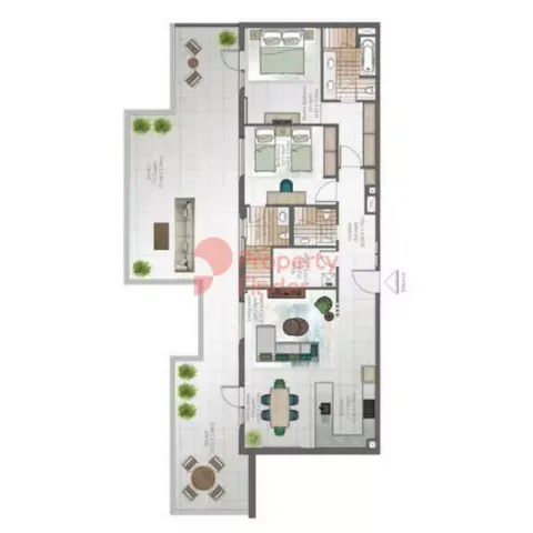 Floor plan, 2 Beds, 656 sq ft