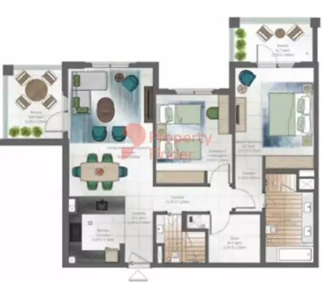 Floor plan, 2 Beds, 390 sq ft