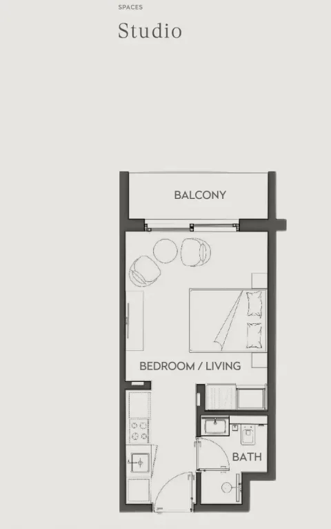 Floor plan, Studio, 411 sq ft