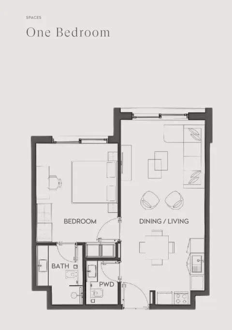 Floor plan, 1 Bed, 631 sq ft