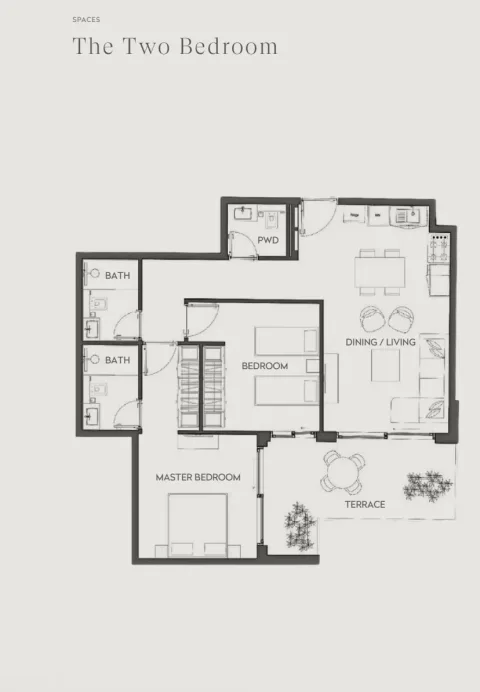 Floor plan, 2 Beds, 1,181 sq ft