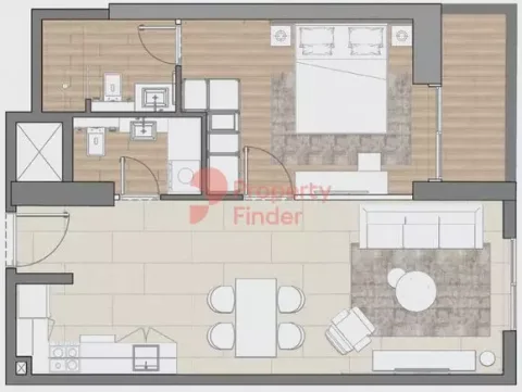 Floor plan, 1 Bed, 808 sq ft