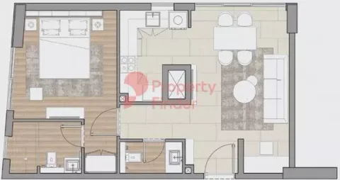 Floor plan, 1 Bed, 619 sq ft