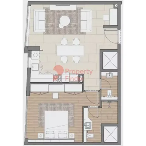 Floor plan, 1 Bed, 718 sq ft