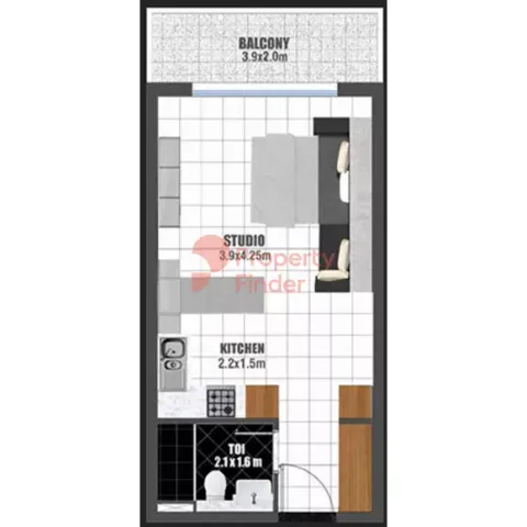 Floor plan, Studio, 433 sq ft