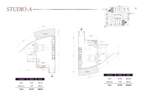 Floor plan, Studio, 548 sq ft