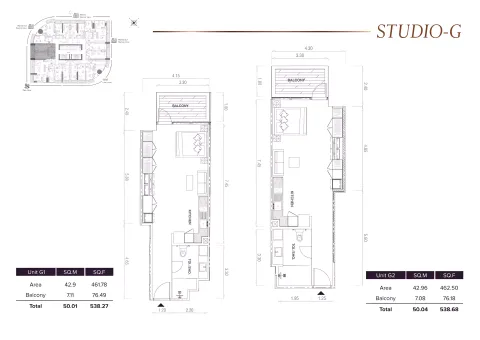 Floor plan, Studio, 538 sq ft