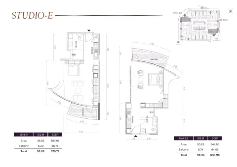 Floor plan, Studio, 638 sq ft