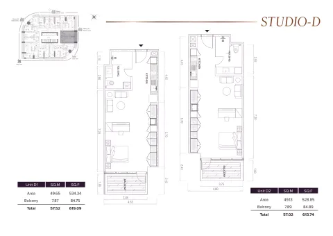 Floor plan, Studio, 619 sq ft