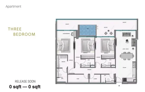 Floor plan, 3 Beds, 1,709 sq ft