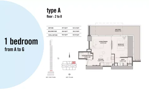 Floor plan, 1 Bed, 902 sq ft