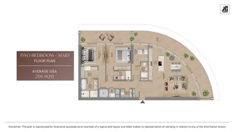 Floor plan, 2 Beds, 2,238 sq ft
