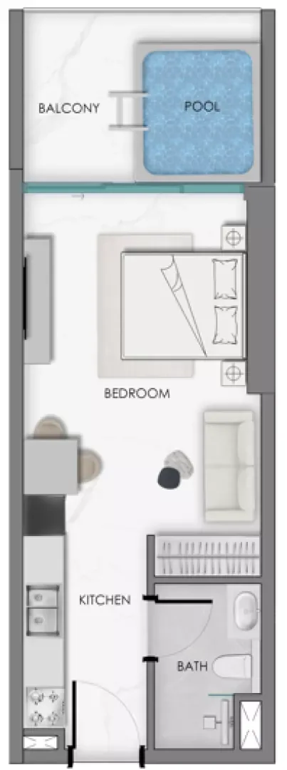 Floor plan, Studio, 445 sq ft