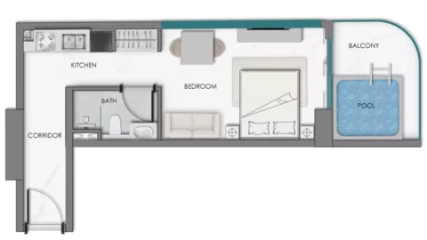 Floor plan, Studio, 0 sq ft