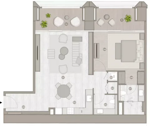 Floor plan, 1 Bed, 1,174 sq ft