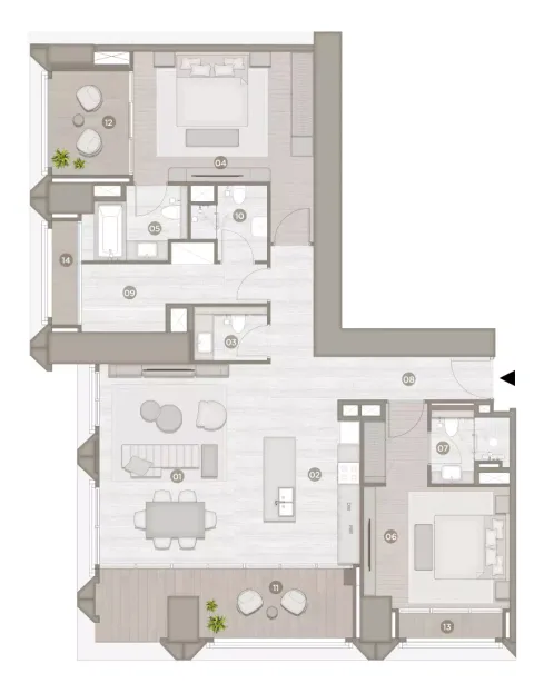 Floor plan, 2 Beds, 1,719 sq ft