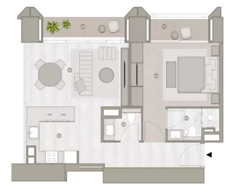 Floor plan, 1 Bed, 795 sq ft