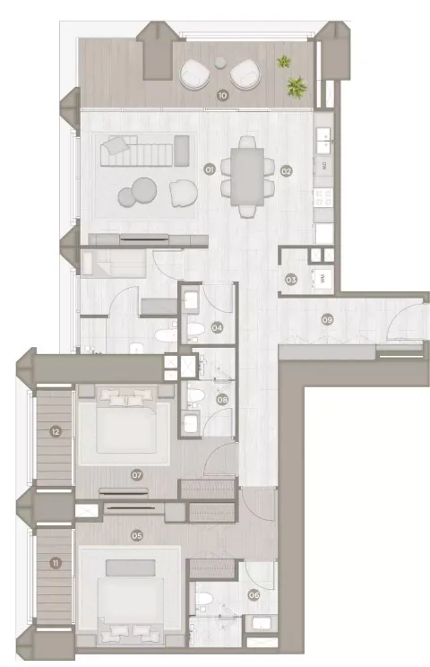 Floor plan, 2 Beds, 1,609 sq ft