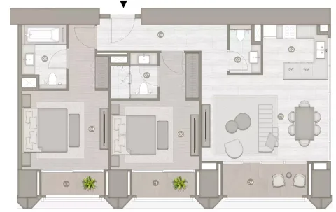 Floor plan, 2 Beds, 1,259 sq ft