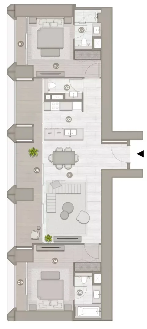 Floor plan, 2 Beds, 1,441 sq ft
