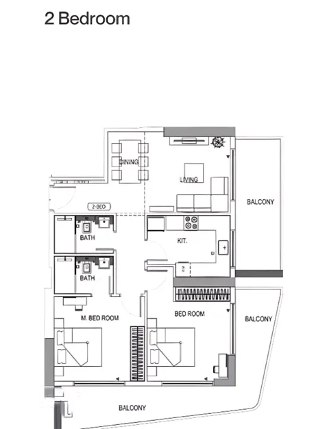 Floor plan, 2 Beds, 1,178 sq ft