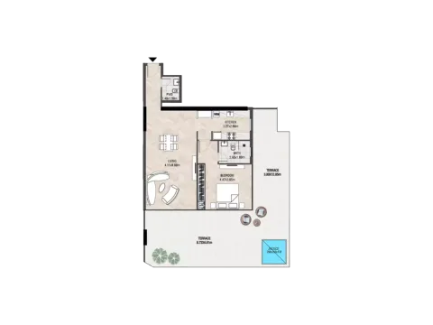 Floor plan, 1 Bed, 1,180 sq ft