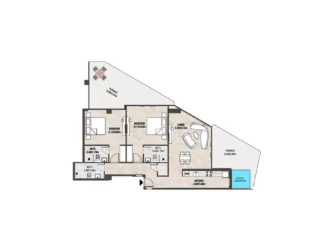 Floor plan, 2 Beds, 1,380 sq ft