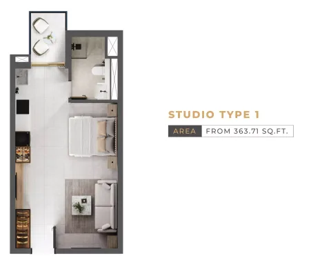 Floor plan, Studio, 363 sq ft