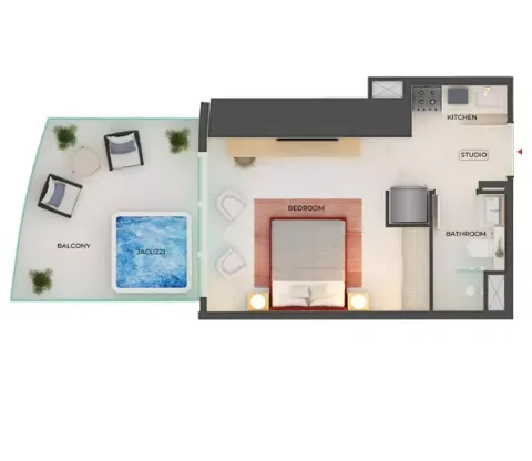 Floor plan, Studio, 378 sq ft