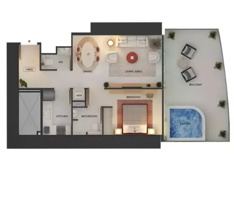 Floor plan, 1 Bed, 762 sq ft