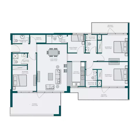 Floor plan, 3 Beds, 1,628 sq ft