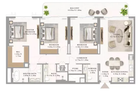 Floor plan, 3 Beds, 1,658 sq ft