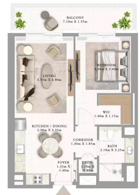 Floor plan, 1 Bed, 810 sq ft