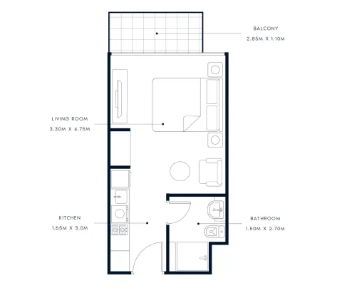 Floor plan, Studio, 321 sq ft