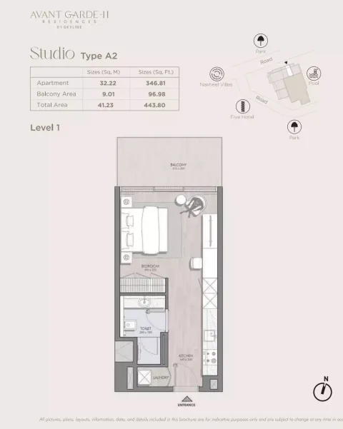 Floor plan, Studio, 443 sq ft