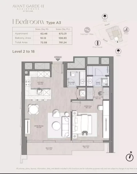 Floor plan, 1 Bed, 781 sq ft