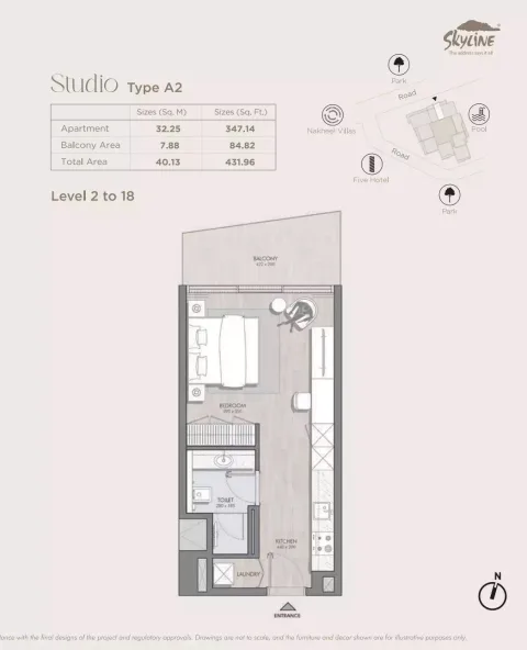 Floor plan, Studio, 431 sq ft
